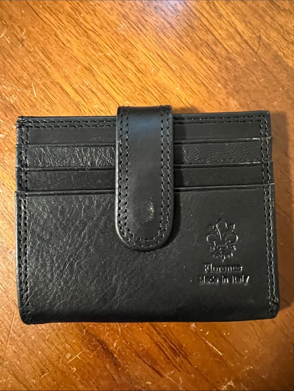 Black Leather Snap Card Wallet